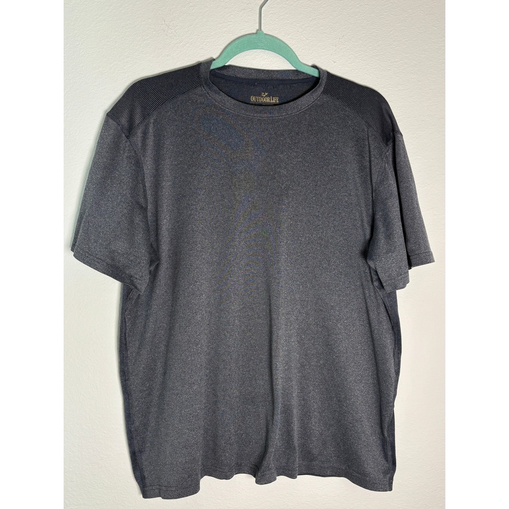 Outdoor Life Mens Large Gray Heather Performance Short Sleeve T-Shirt Hiking Tee